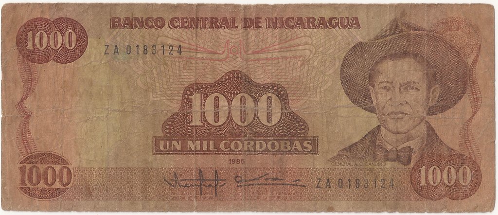 (,) Банкнота Никарагуа 1988 год 1 000 кордоба &quot;Аугусто Сандино&quot;   UNC