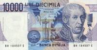 Банкнота Италия 1984 год 10 000 лир Алессандро Вольта   UNC
