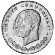 (№1934km860.1) Монета Турция 1934 год 100 Kuruş (1 Лира - Высокая Звезда)