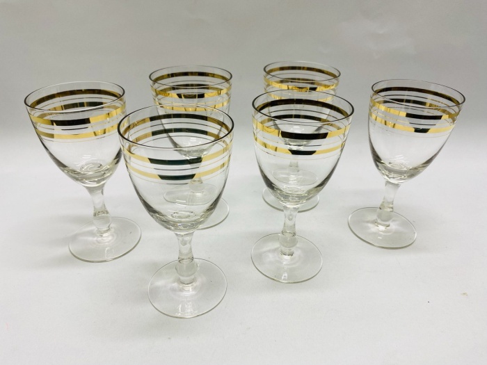 Бокалы фужеры стекло позолота СССР 6 шт