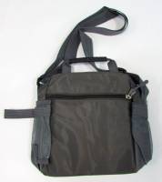 Сумка "Bobo" мужская с ремнем и ручкой, Ткань, Серая с синей вставкой, 1 отделение