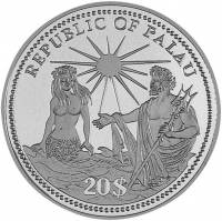 () Монета Палау 1994 год 20  ""   Биметалл (Серебро - Ниобиум)  UNC