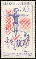 (1965-036) Марка Чехословакия "Художественная гимнастика"    3-я Национальная спартакиада (2) III Θ