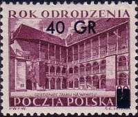 (1956-018) Марка Польша "Надпечатка 40гр на марке 1953-032"   Эпоха Возрождения I Θ
