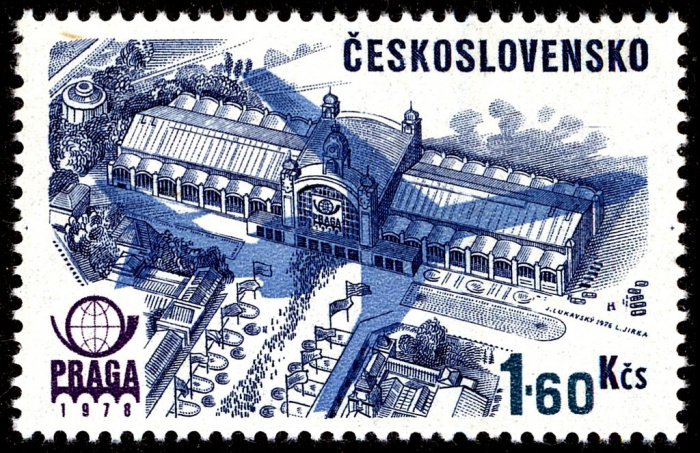 (1976-027) Марка Чехословакия &quot;Здание выставки&quot;    Международная выставка марок Прага II Θ