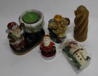 Свечи, набор 4 шт, воск, подставка керамика 1шт. (сост. на фото)