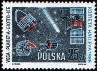 (1986-003) Марка Польша "Космические зонды"    Исследование кометы Галлея III Θ