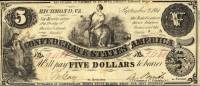 (№1861P-19c) Банкнота Конфедеративные Штаты Америки 1861 год "5 Dollars"