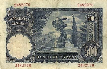  Банкнота Испания 1951 год 500     UNC
