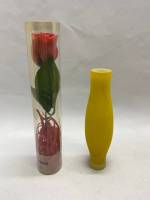 Ваза цветное стекло и роза мыло