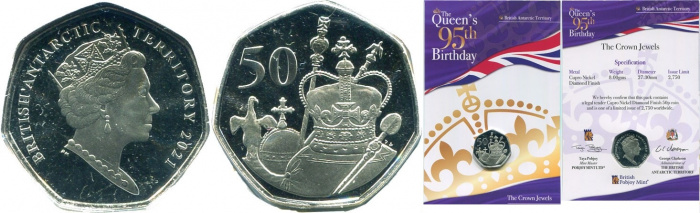 (2021) Монета Британская терр в Инд океане 2021 год 50 пенсов &quot;Королевские регалии&quot;  Медь-Никель  Бу