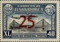 (№1944-599) Марка Сальвадор 1944 год "Мост "Золотые Ворота"", Гашеная