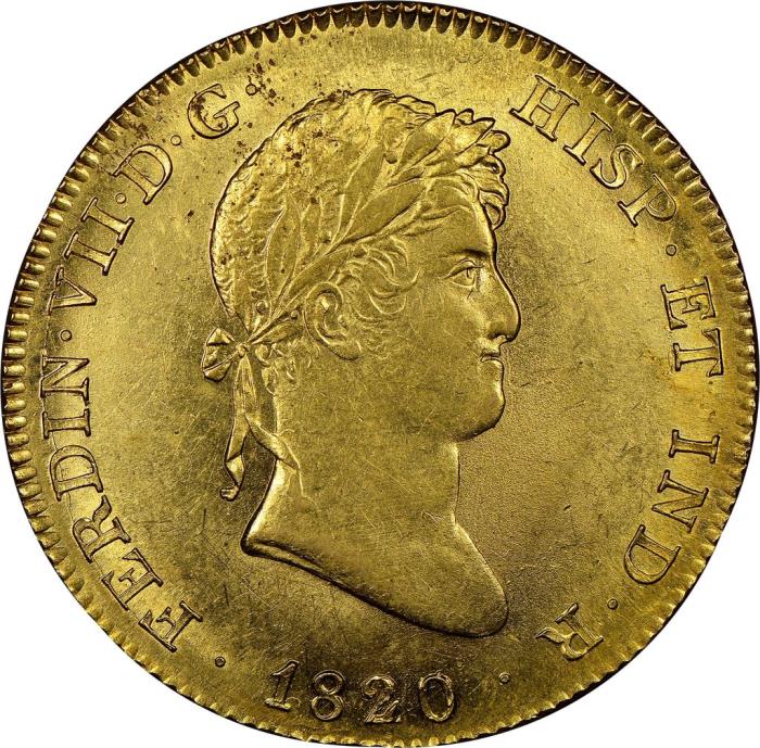 (№1814km485) Монета Испания 1814 год 8 Escudos (Мадриде Короновали М - ГДЖ)