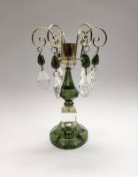 Подсвечник Зеленый пластик под стекло и хрусталь Металл золотого цвета 