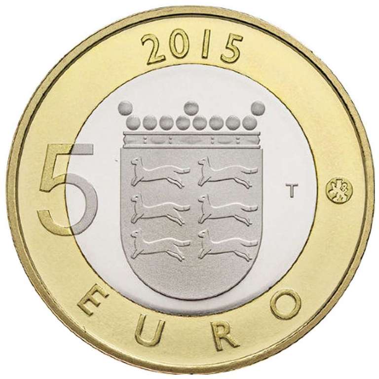 (040) Монета Финляндия 2015 год 5 евро &quot;Остроботния&quot; 2. Диаметр 27,25 мм Биметалл  UNC