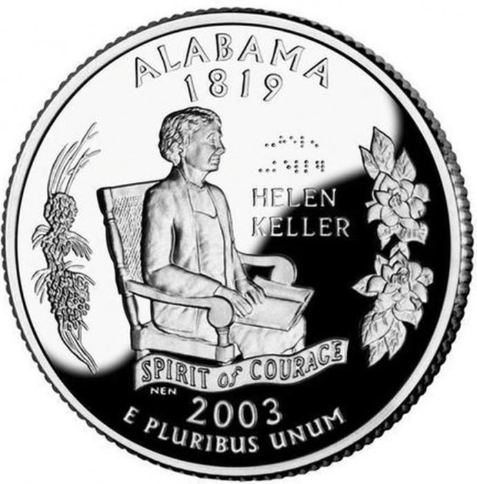 (022d) Монета США 2003 год 25 центов &quot;Алабама&quot;  Медь-Никель  UNC