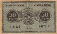 (1918) Банкнота Финляндия 1918 год 50 пенни  Clas von Collan - Muller  F