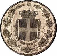 () Монета Италия 1878 год 5  ""   Биметалл (Серебро - Ниобиум)  UNC