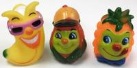 Набор резиновых игрушек-пищалок "Фрукты", 3 шт. (сост. на фото)