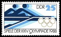 (1988-056) Марка Германия (ГДР) "Гребля "    Летние ОИ 1988, Сеул III O