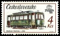 (1987-022) Марка Чехословакия "Трамвай"    Международная выставка марок Прага '88 II Θ
