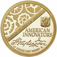 (01s, реверс proof) Монета США 2018 год 1 доллар "Первый патент США"  В буклете Медь с марганцево-ла