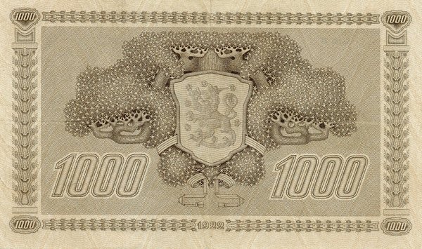 (,) Банкнота Финляндия 1922 год 1 000 марок    UNC
