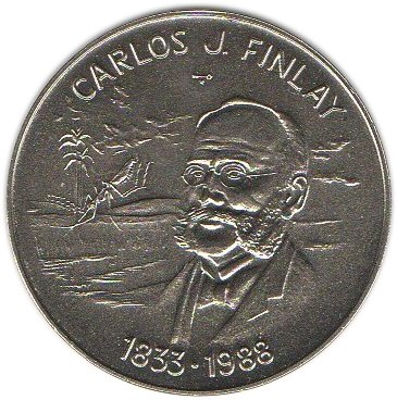 (1988) Монета Куба 1988 год 1 песо &quot;Карлос Хуан Финлей&quot;  Медь-Никель  UNC