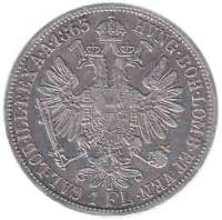  Монета Австро-Венгрия 1863 год      Серебро (Ag)  VF