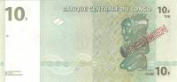 (1997) Банкнота Дем Республика Конго 1997 год 10 франков "Скульптура Тет-а-тет"   UNC