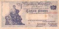 (№1932P-244a.8) Банкнота Аргентина 1932 год "5 Pesos" (Подписи: Mallea Gil  Mignaquy)