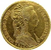 (№1789km226.1) Монета Бразилия 1789 год 6,400 Reacute;is (Coat of Arms Type 2 - amp;"Bejeweled headd