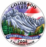 038d Монета США 2006 год 25 центов Колорадо  Вариант №2 Медь-Никель  COLOR. Цветная
