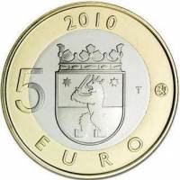 (007) Монета Финляндия 2010 год 5 евро "Сатакунта" 2. Диаметр 27,25 мм Биметалл  VF