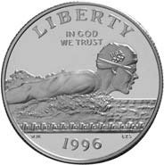 (1996s, плаванье) Монета США 1996 год 50 центов   Олимпийские игры в Атланте Медь-Никель  UNC