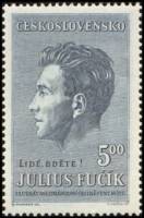 (1951-004) Марка Чехословакия "Ю. Фучик (Темно-синяя)"    Юлиус Фучик II O