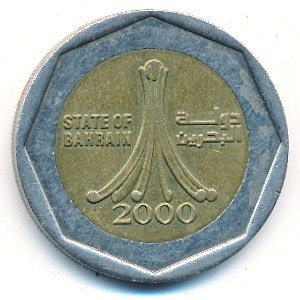  Монета Бахрейн 2000 год 500     Биметалл  UNC