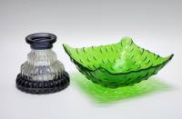 Салатник цветное зеленое стекло и ваза