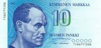 (,) Банкнота Финляндия 1986 год 10 марок "Пааво Нурми" Alenius - Hamalainen  UNC