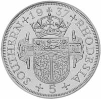 (№1937) Монета Южная Родезия 1937 год 5 Shillings (Эдуард VIII)