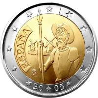 (001) Монета Испания 2005 год 2 евро "Дон Кихот"  Биметалл  UNC