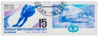 1988-021  Марка + купон СССР Конькобежец  Чемпионат мира по скоростному бегу на коньках III Θ