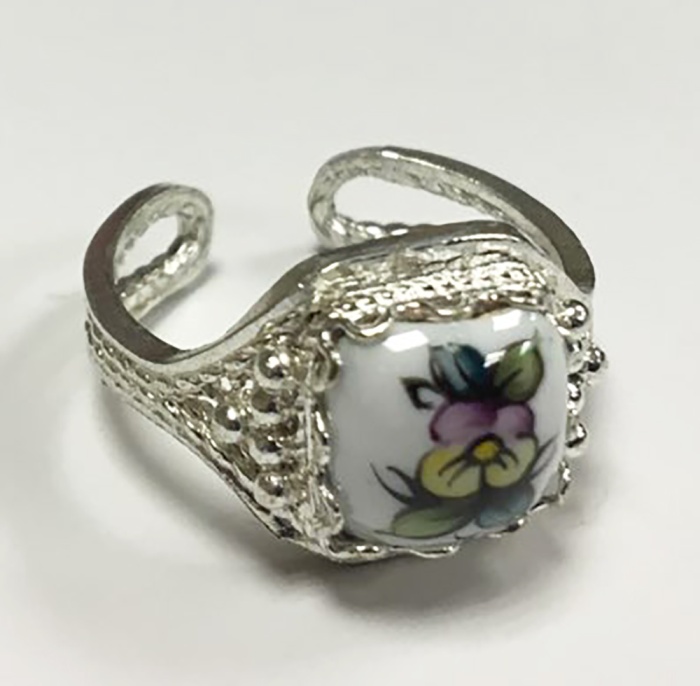 Кольцо "Финифть", серебрение (сост. на фото)