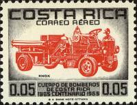 (№1966-688) Марка Коста-Рика 1966 год "Столетие пожарной охраны Сан-Joseacute", Гашеная