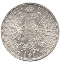 Монета Австро-Венгрия 1 гульден (флорин) 1884 год "Франц Иосиф I - Император Австро-Венгрии", XF