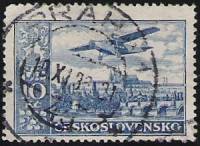 (1930-016) Марка Чехословакия "Фоккер F VIII b над Прагой (Ультрамариновая)"    Самолеты над различн