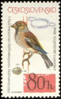 (1964-052) Марка Чехословакия "Дубонос"    Птицы III O