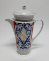 Кувшин "Олимпиада-80", Бронницкий фарфор, завод, высота 23,5 см., СССР, есть скол (сост. на фото)