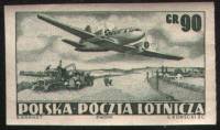 (1952-009a) Марка Польша "Самолет II-12 над полями" Без перфорации   Авиация (Стандартный выпуск) II