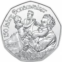 (031, Ag) Монета Австрия 2017 год 5 евро "Голубой Дунай"  Серебро Ag 800  UNC